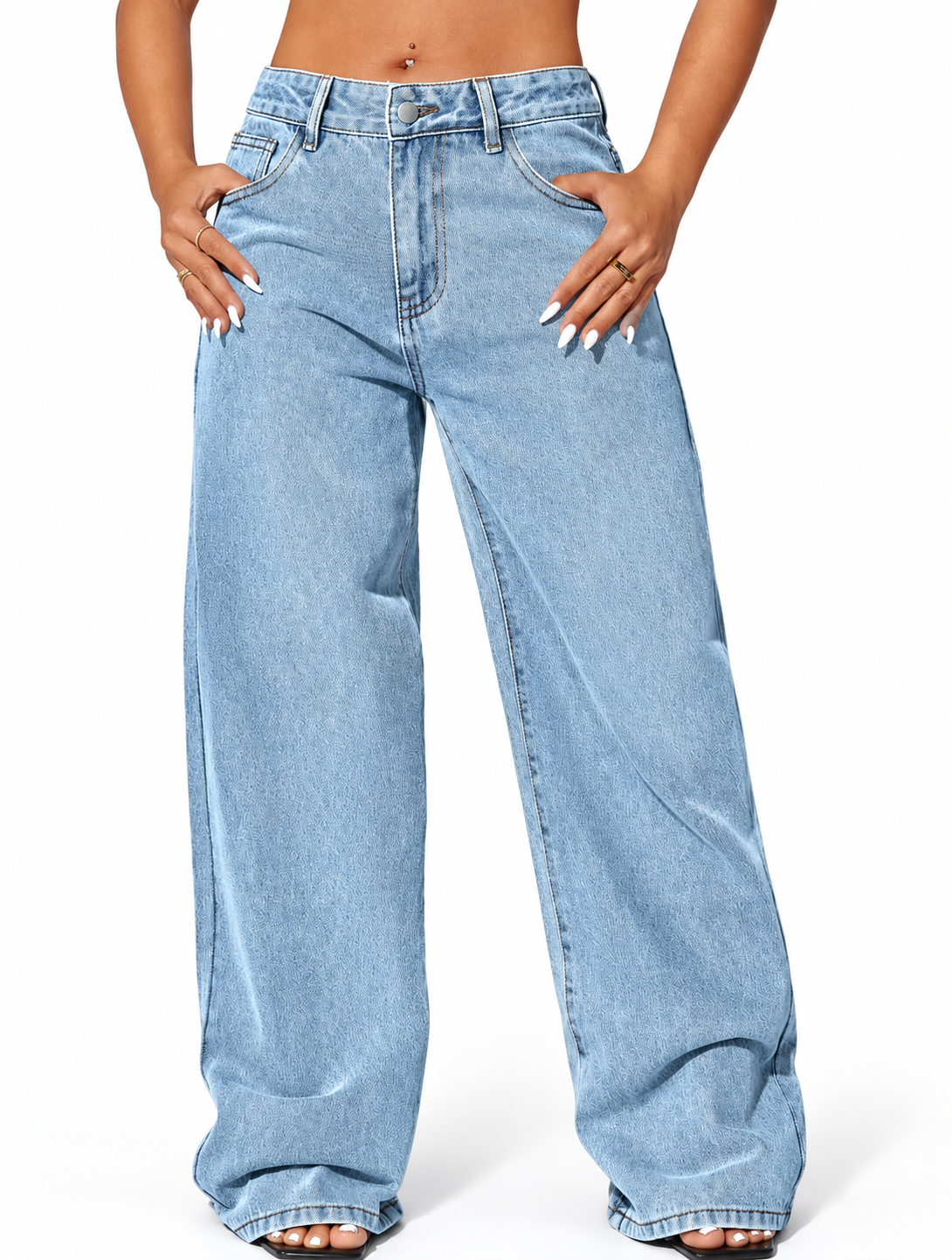 Slant Pocket Curved Jeans